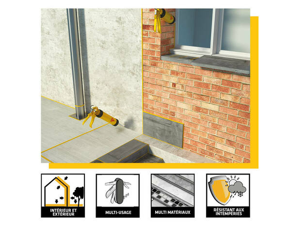 Mastic colle "Sikaflex" 11 FC+ gris béton - cartouche 300 ml - Sika - Brico Dépôt
