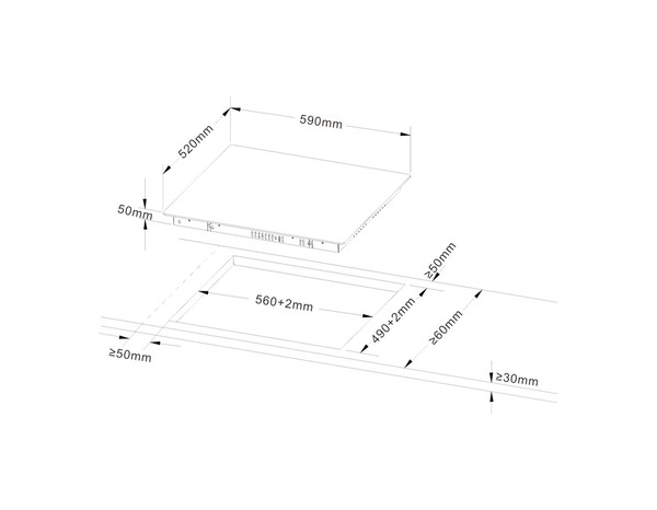 Plaque de cuisson vitrocéramique 3 zones 5300 W - 590 x 520 mm - Brico Dépôt
