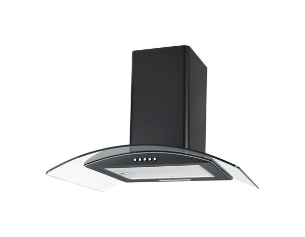 Hotte de cuisine cheminée en verre incurvée noir - 60 cm - Brico Dépôt