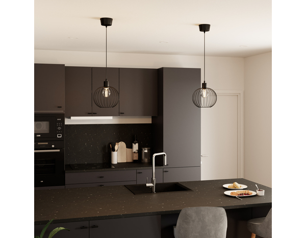 Suspension métal noir mat E27 D. 25 CM "EDICIAS" - Cooke and Lewis - Brico Dépôt