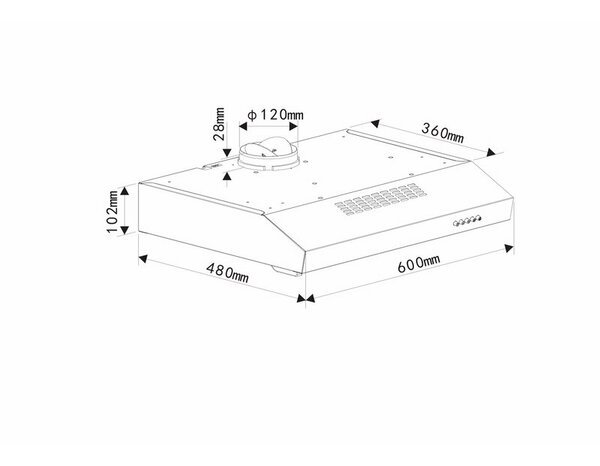Hotte de cuisine casquette en inox - 60 cm - Brico Dépôt