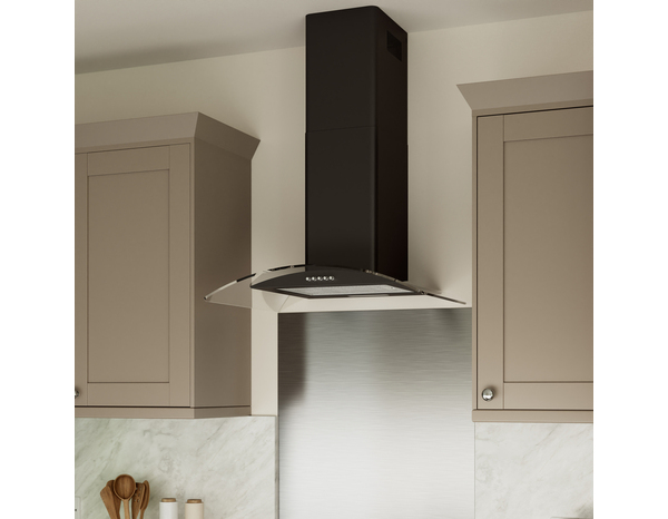 Hotte de cuisine cheminée en verre incurvée noir - 60 cm - Brico Dépôt
