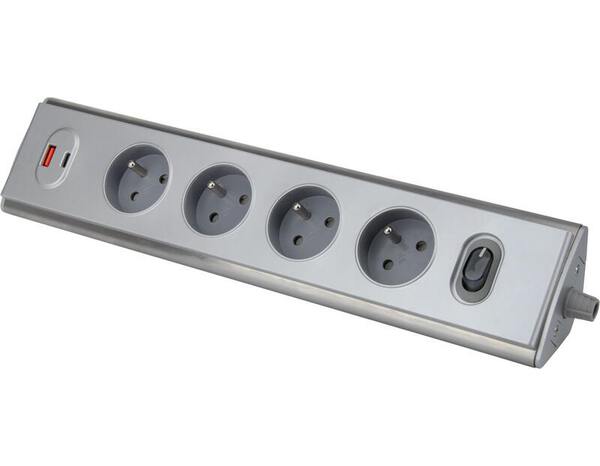 Bloc angle métal 4x16A + 2USB - Otio - Brico Dépôt