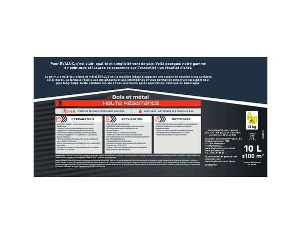 Peinture extérieure bois et métal 10 L Base A Satin - Evalux - Brico Dépôt
