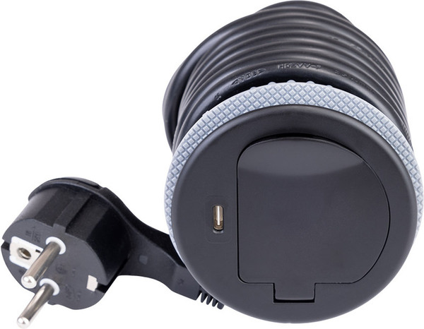 Bloc encastrable à clapet noir 1x16A + USB - Otio - Brico Dépôt