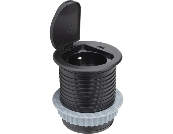 Bloc encastrable à clapet noir 1x16A + USB - Otio - Brico Dépôt