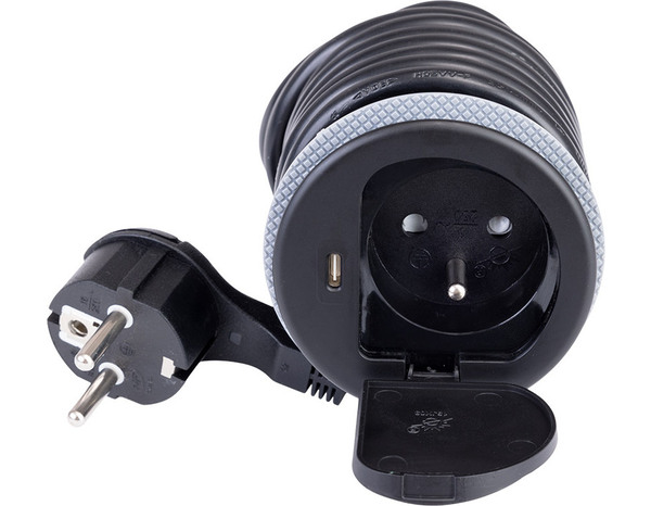 Bloc encastrable à clapet noir 1x16A + USB - Otio - Brico Dépôt