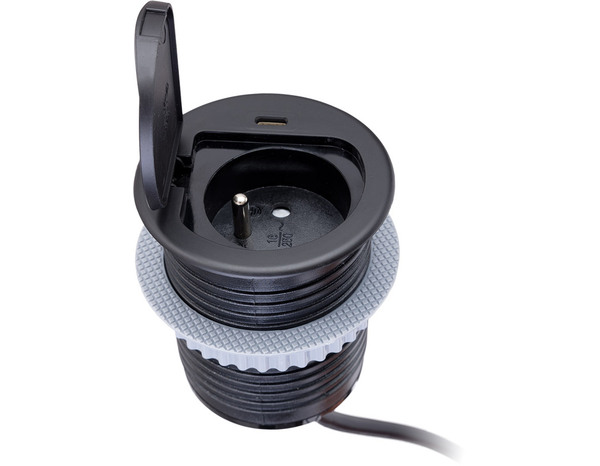 Bloc encastrable à clapet noir 1x16A + USB - Otio - Brico Dépôt