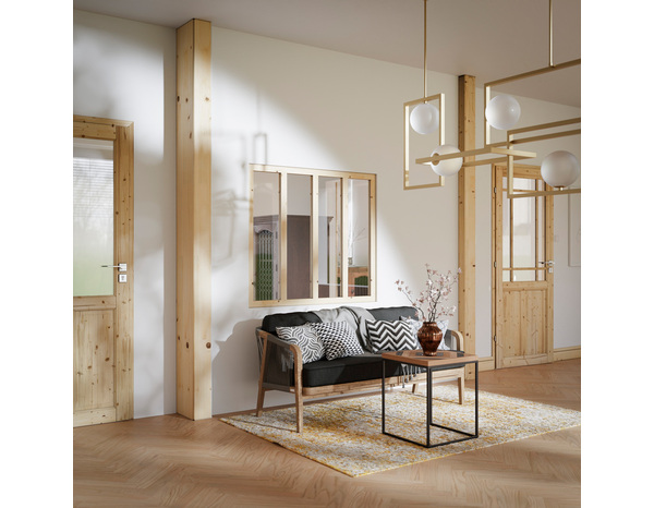 Kit verrière bois sapin brut 4 panneaux 108X123CM - Brico Dépôt