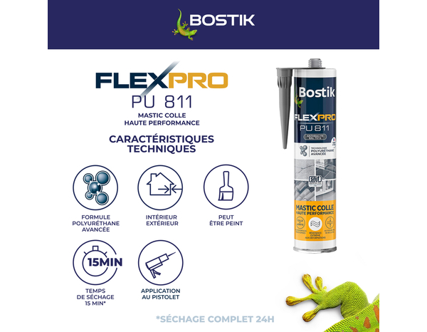 Mastic colle anthracite Flexpro 300 ml - Bostik - Brico Dépôt