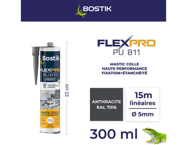 Mastic colle anthracite Flexpro 300 ml - Bostik - Brico Dépôt