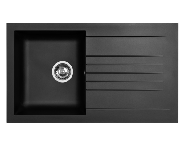 Evier composite noir 1 cuve grande capacité  "KARTA" - Brico Dépôt