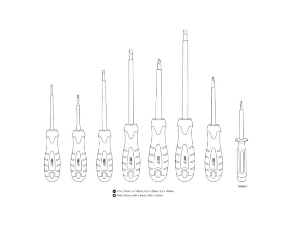 Lot de 7 tournevis isolées + testeur - Forge steel - Brico Dépôt