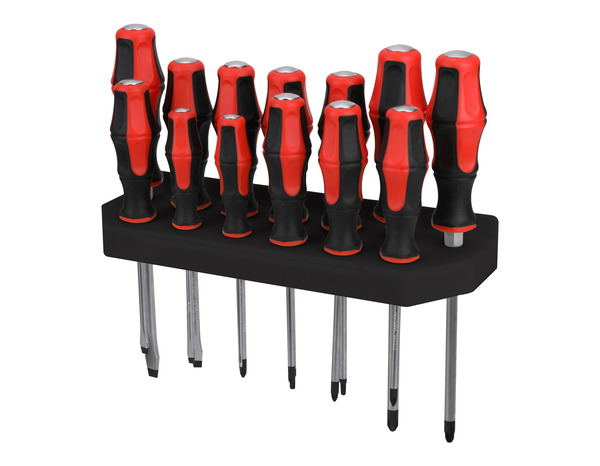 Lot de 13 tournevis burins + râtelier - Forge steel - Brico Dépôt