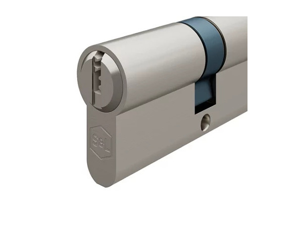 Serrure cylindre 6 goupilles satin nickel 40 x 40 mm - Brico Dépôt