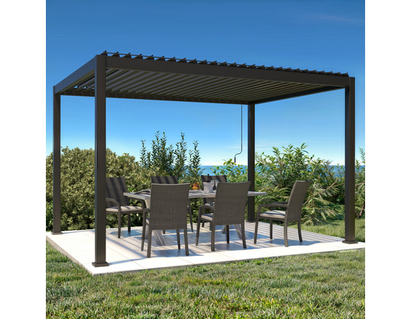 Pergola en aluminium anthracite - L. 391 x P. 301 x H. 250 cm. - Brico Dépôt