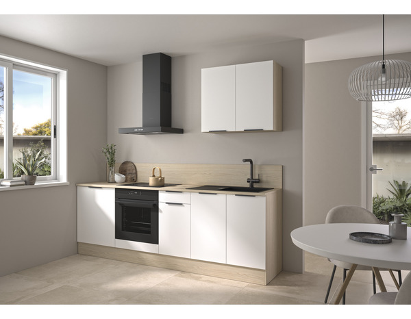 Cuisine en kit décor blanc mat et imitation bois clair "AMELIA" - L.2,40 m - Brico Dépôt