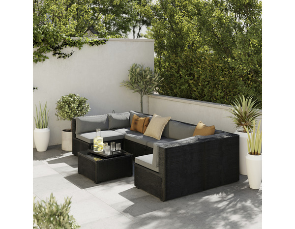 Salon de jardin 6 places noir et gris "LAVANA" - Brico Dépôt