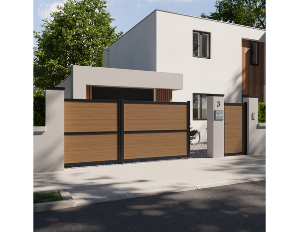 Portail composite coulissant Delfis 3m75 - Marque BLOOMA - Brico Dépôt