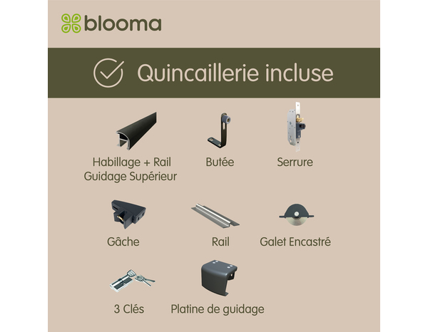 Portail composite coulissant Delfis 3m75 - Marque BLOOMA - Brico Dépôt