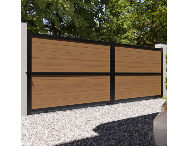 Portail composite coulissant Delfis 3m75 - Marque BLOOMA - Brico Dépôt