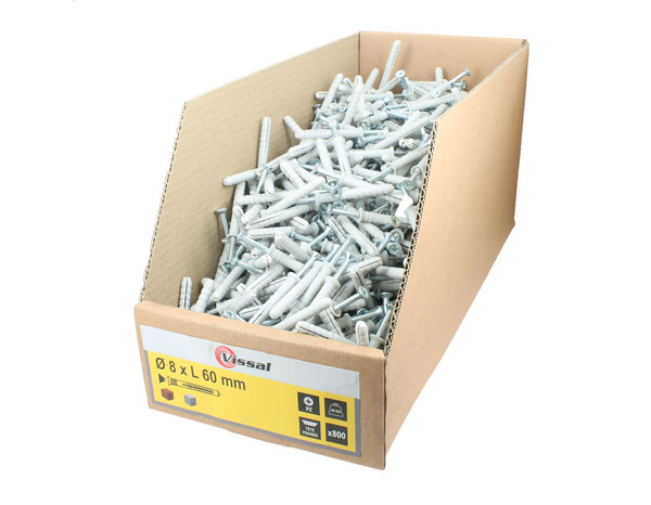 Cheville à frapper Vissal 8x60mm - 800 pièces, finition brillante zinguée - Brico Dépôt