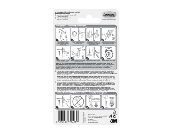 2 crochets plastique design blanc petit modèle - Command - Brico Dépôt