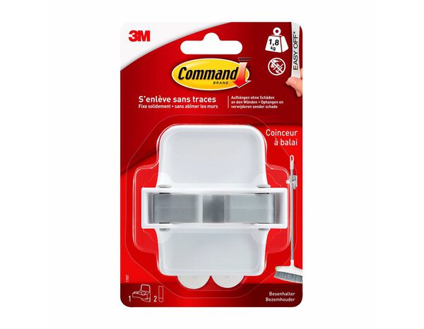 Crochet coinceur à balai en plastique blanc - Command - Brico Dépôt