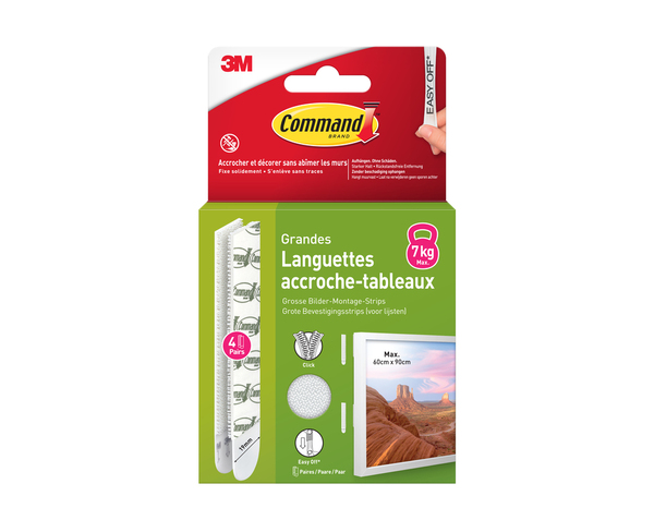 4 paires de languettes de fixation tableaux grand modèle blanc - charge max : 7 kg - Command - Brico Dépôt