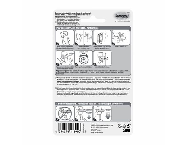 Crochet coinceur à balai en plastique blanc - Command - Brico Dépôt