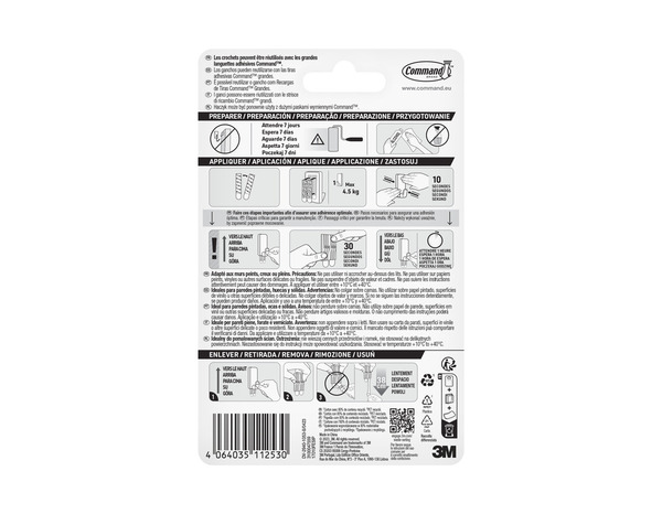 Crochet standard blanc grand modèle XL charge maxi : 4,5 kg - Command - Brico Dépôt