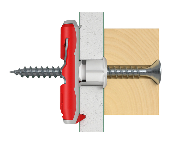 Cheville à bascule en plastique DuoTec 4pcs - 50mm, idéal plaques & bois - Fischer - Brico Dépôt