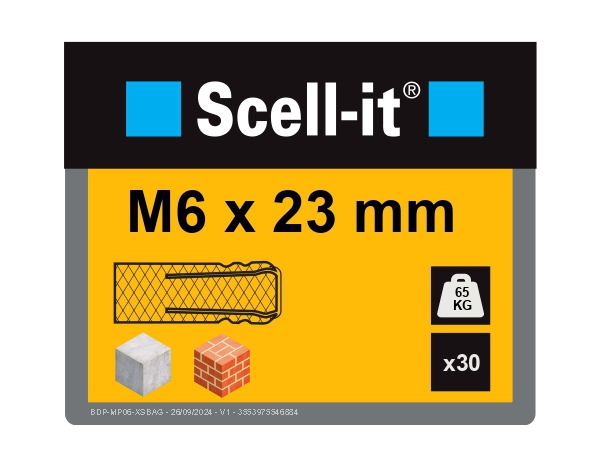 Cheville à expansion en laiton M6x24 - Pack de 30 pour murs pleins - Scell-it - Brico Dépôt