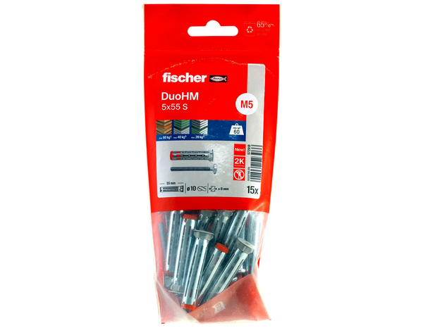 Cheville bi-matière DuoHM 5x55 - Fixation robuste pour plaque de 9,5 à 30 mm - Fischer - Brico Dépôt