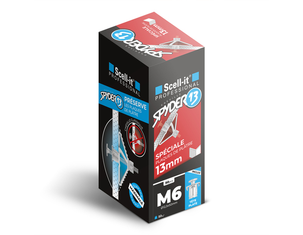 Cheville à expansion Spyder13 M6 en acier - Pack de 50 pour plaque de plâtre - Scell-it - Brico Dépôt