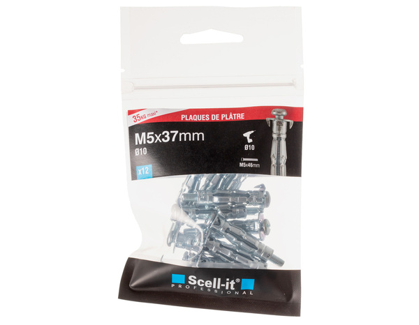 Cheville à expansion Spyder M4x59 en acier - Pack de 12 pour plaque de plâtre - Scell-it - Brico Dépôt