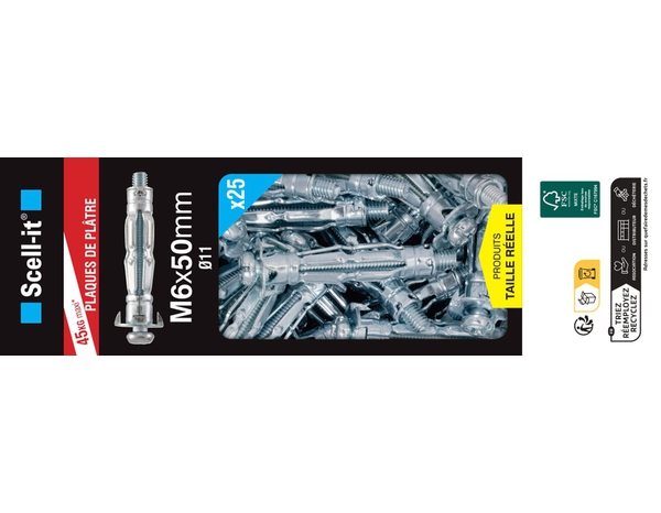 Cheville à expansion Spyder M6x52 en acier - Pack de 25 pour plaque Métalliques - Scell-it - Brico Dépôt