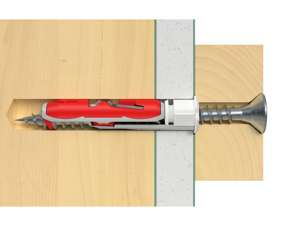 Cheville à bascule en plastique DuoTec 4pcs - 50mm, idéal plaques & bois - Fischer - Brico Dépôt
