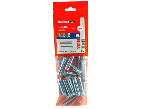 Cheville bi-matière DuoHM 6x55 pour plaque de 9,5 à 30 mm - 15 pièces - Fischer - Brico Dépôt