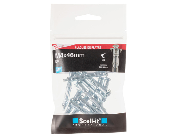 Cheville à expansion Spyder M4x46 en acier - Pack de 50 pour plaque de plâtre - Scell-it - Brico Dépôt