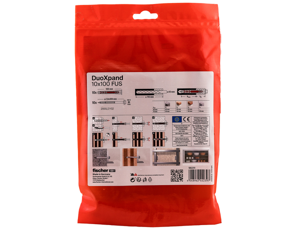 Cheville rallongée DuoXpand 10x100 FUS en acier électrozingué - Fixation polyvalente - Fischer - Brico Dépôt