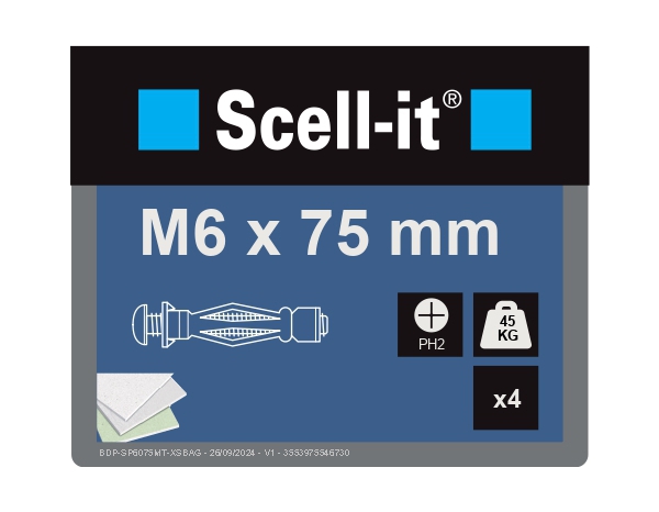 Cheville à expansion Spyder M6x75 en acier - Pack de 4 pour plaque de plâtre - Scell-it - Brico Dépôt