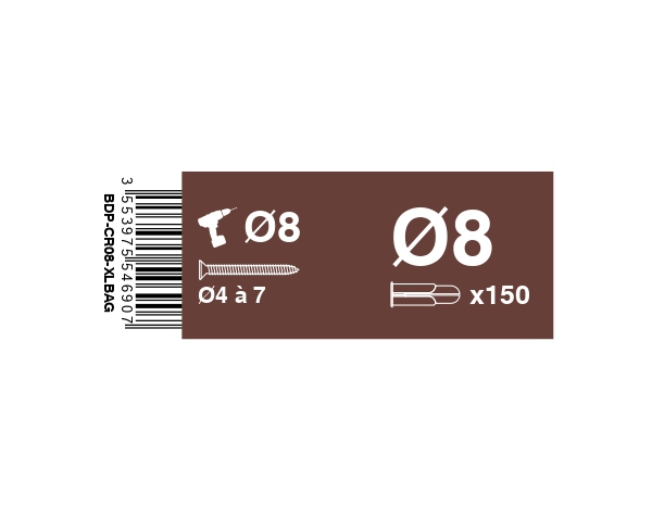 Cheville Universelle crampon D8 - Pack de 150, marron, idéal pour tous projets - Crampon - Brico Dépôt