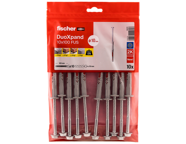 Cheville rallongée DuoXpand 10x100 FUS en acier électrozingué - Fixation polyvalente - Fischer - Brico Dépôt
