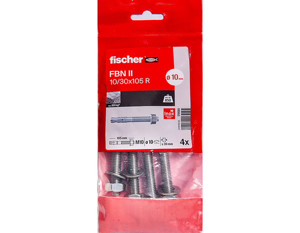 Goujon d'ancrage FBN II 10/30 en acier inoxydable - 4 pièces, montage intérieur/extérieur - Fischer - Brico Dépôt