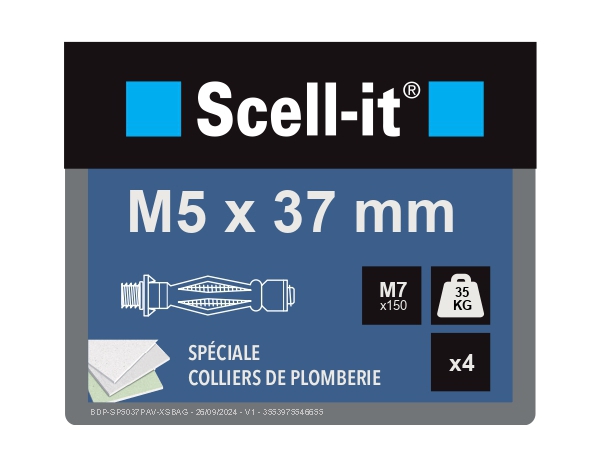 Chevilles à expansion en acier M5x37 Spyder - Pack de 4 pour plaque de plâtre - Scell-it - Brico Dépôt