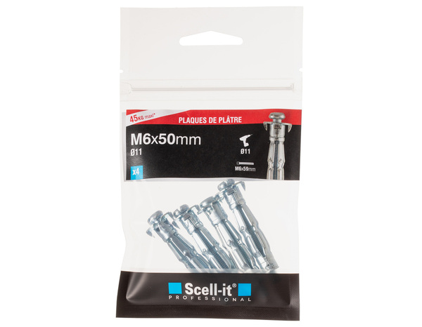 Cheville à expansion Scell-It M5x50 Spyder - Pack de 6 pour plaque métal - Scell-it - Brico Dépôt