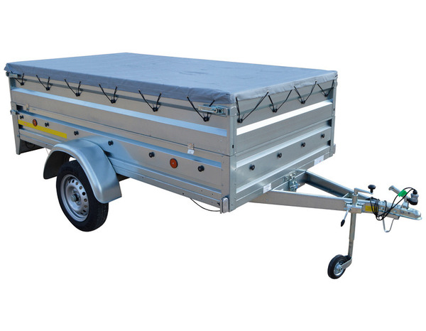 Remorque simple essieu avec rehausses, bâche et cadenas - Brico Dépôt