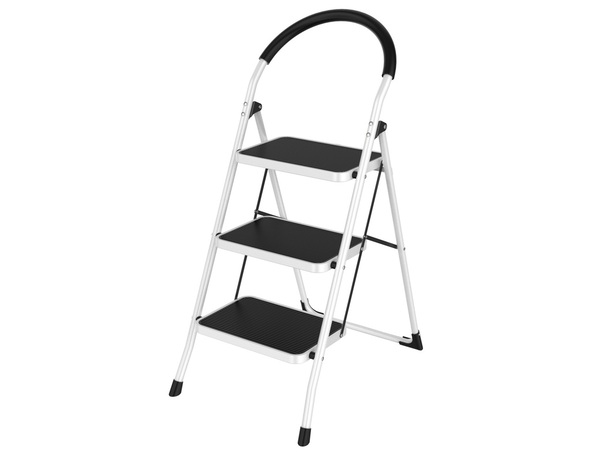 Marche-pied 3 marches en acier, antidérapant et pliable - Brico Dépôt