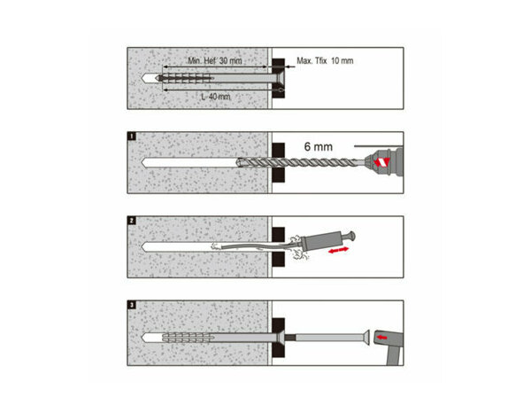 Cheville longue à frapper 6x40mm en nylon et acier - 50PC - Brenner - Brico Dépôt